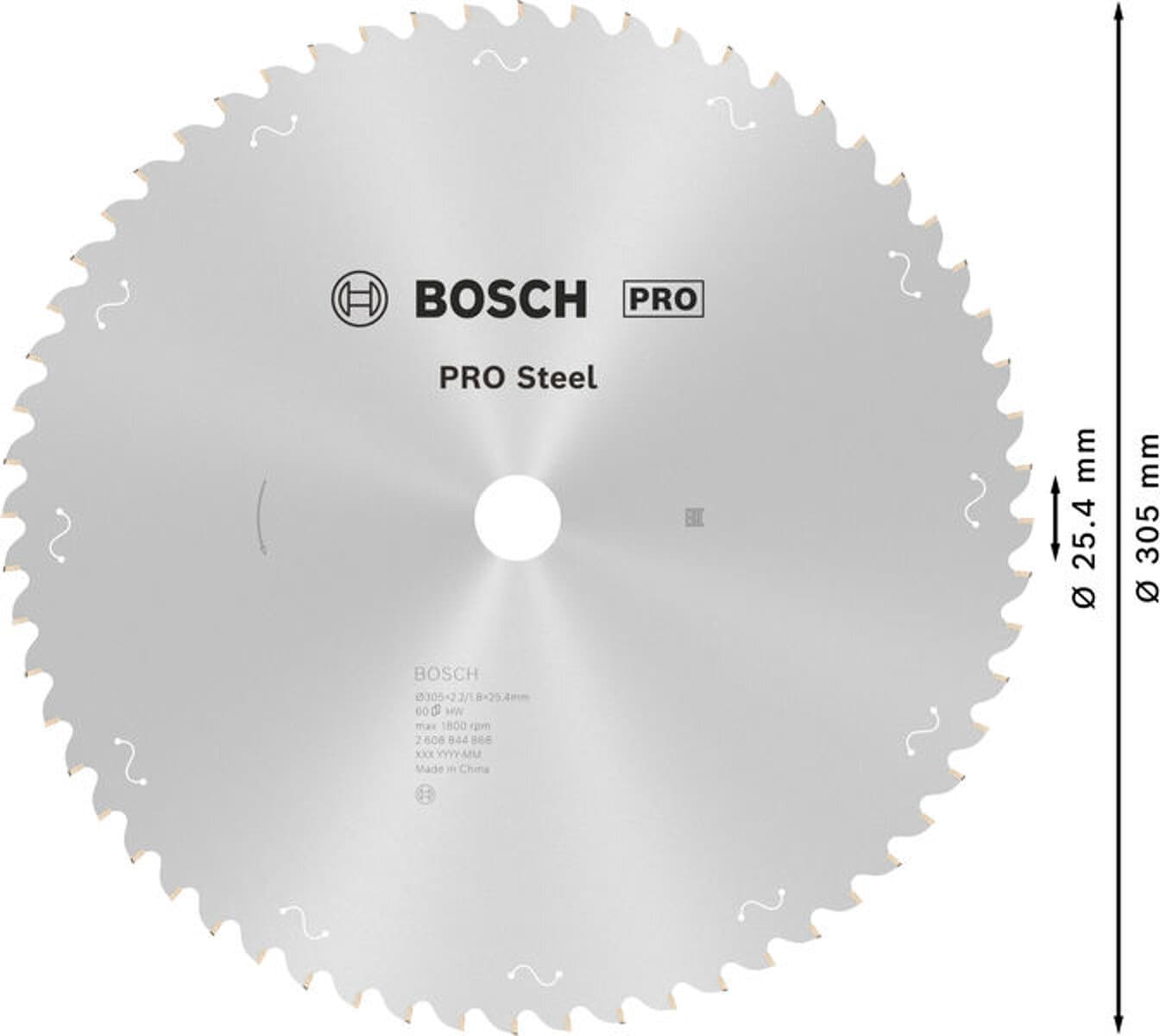 BOSCH PRO STEEL DAİRE TESTERE 305*25,40 MM 60 DİŞ (ELMAS DEMİR TESTERE)