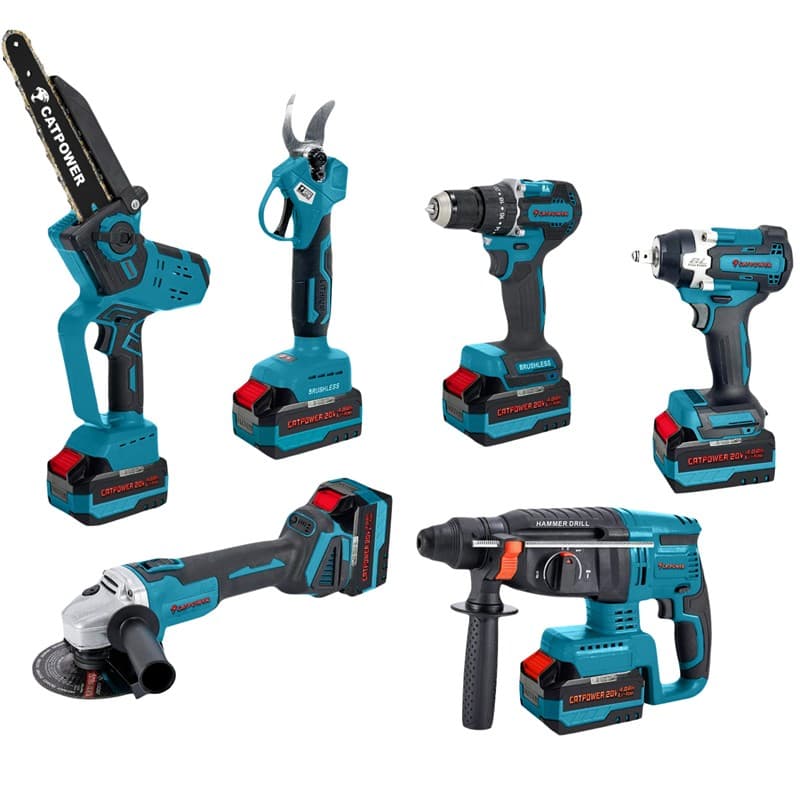 CAT1560 CATPOWER KÖMÜRSÜZ AKÜLÜ 6'LI SET MATKAP, SOMUN S. KIRICI.AVUÇ TAŞ. ZİCİRLİ TES, BUDAMA MAK.