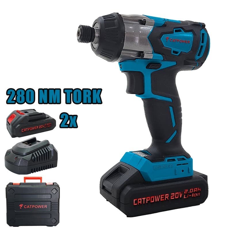 CAT4122 CATPOWER KÖMÜRSÜZ TORKLU AKÜLÜ VİDALAMA 280 NM 20V Lİ-İON 2X2.0AH