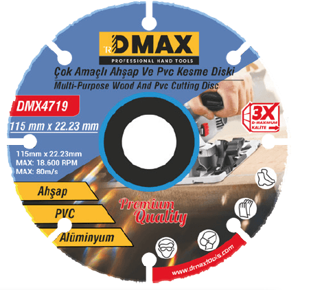 DMX4719 DMAX AHŞAP VE PVC KESME DİSKİ 115MMX22-23MM