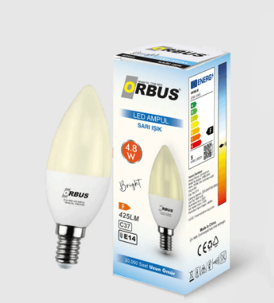 ORB48W ORBUS LED MUM TİP AMPUL BEYAZ 4.8 W-E14