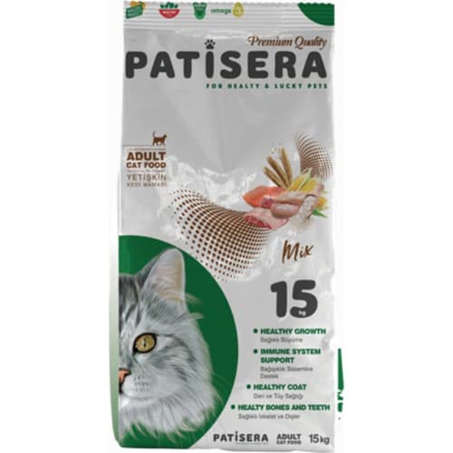 PAT003 PATİSERA KEDİ MAMASI MİX 15 KG (TAVUKLU + KUZU ETLİ + SOMON BALIKLI)