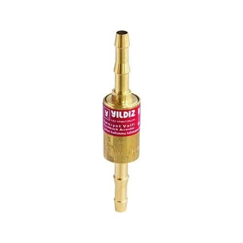 YILDIZ GAZ ALEV EMNİYET VALFİ HORTUM ARASI Q6,3MM - ASETİLEN/PROPAN/HİDROJEN/DOĞALGAZ