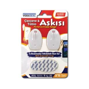 VODASEAL İZ BIRAKMADAN SÖKÜLEBİLİR ÇERÇEVE TABLO ASKISI 2 Lİ SET - BEYAZ