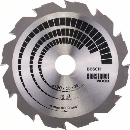 BOSCH CONSTRUCT WOOD DAİRE TESTERE 190*30 MM 12 DİŞ