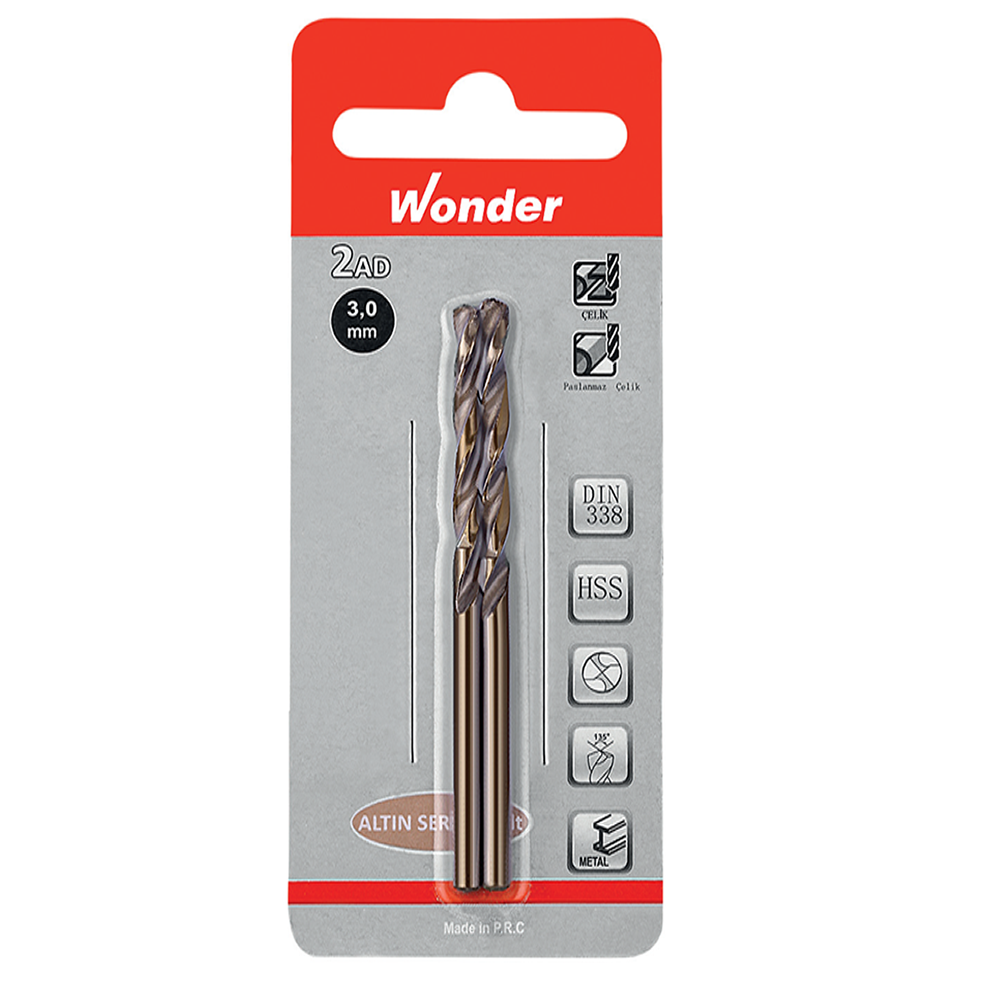 Wonder Hss Matkap Ucu 2 Li Set Blisterli   1 Mm Altın Seri Cobalt