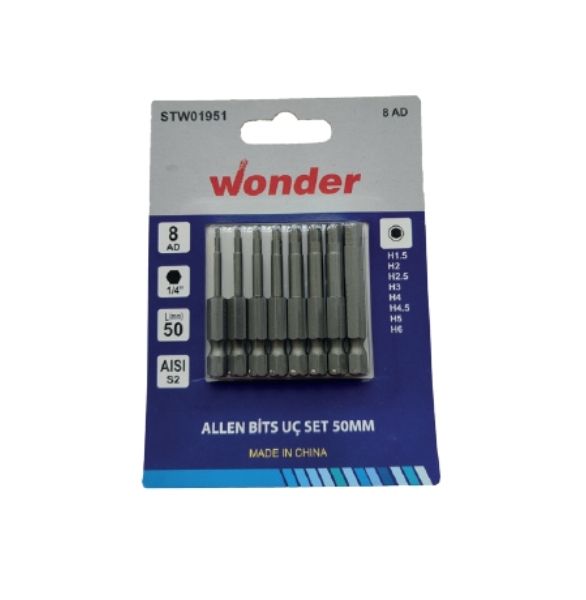 Wonder Allen Bits Uç Seti 50Mm 8 Li (H1.5,H2,H2.5, H3, H4,H4.5,H5,H6